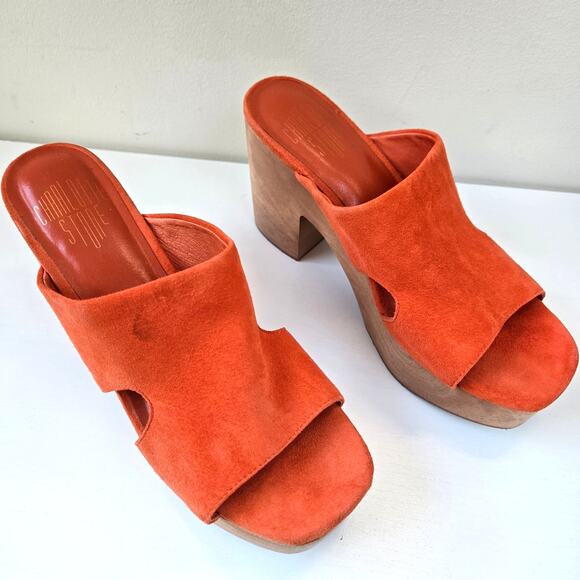 Charlotte Stone NEW Nina Clogs Orange Suede Wedge Slides Womens Size US 9 NWOB - Picture 5 of 15
